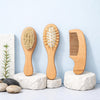 THE LITTLE LOOKERS Wooden Combo Set of 3 | Wooden Baby Hair Comb | Natural Soft Bristle | Baby Grooming Kit | Eco-Friendly Natural Hair Care Kit | Brush for Toddler | Hairbrush & Comb for Boys & Girls