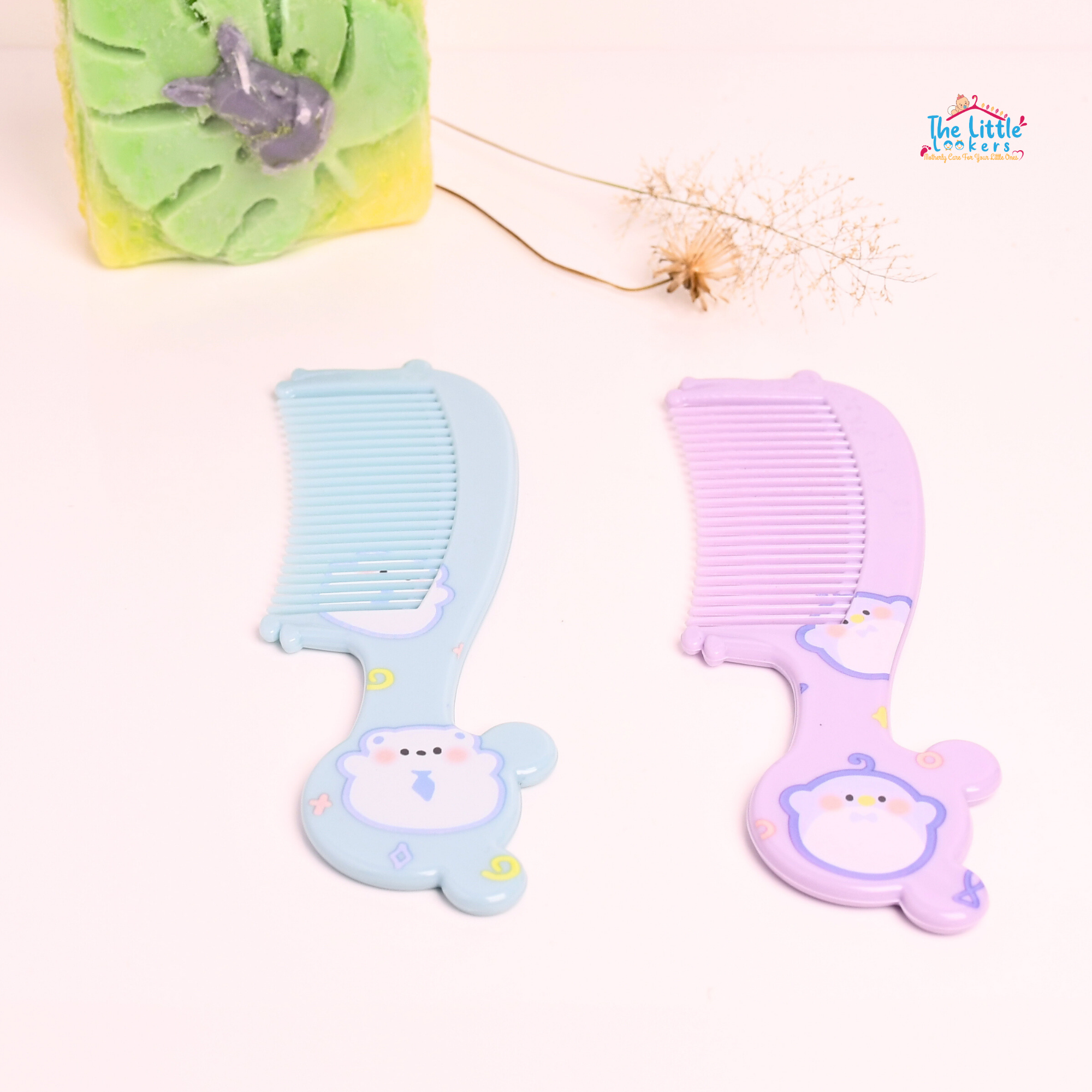 THE LITTLE LOOKERS Baby Hair Comb Set I Kids Hair Brush I Baby Comb for Wet, Dry, Curly Hairs Kids with Wide Tooth Comb (Pack of 2)