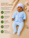 THE LITTLE LOOKERS New Born Baby Suit 5-Piece Set | Soft Polyester Quilted Top, Cap, Bib & 2 Bottoms (Open/Folded Feet)| Warm Clothing Set for Babies