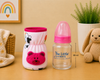 The Little Lookers Soft Plush Stretchable Baby Feeding Bottle Cover with Easy to Hold Strap | Cute Animated Overall Print Pack of 2 (Multicolor, Narrow Neck 60ml / 2oz)