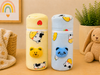 THE LITTLE LOOKERS Soft Plush Stretchable Baby Feeding Bottle Cover with Easy to Hold Strap | Cute Animated Overall Print Pack of 2 (Multicolor, Zip Closure 330ml,/11oz)