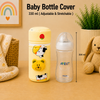THE LITTLE LOOKERS Soft Plush Stretchable Baby Feeding Bottle Cover with Easy to Hold Strap | Cute Animated Overall Print Pack of 2 (Multicolor, Zip Closure 330ml,/11oz)