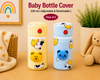 THE LITTLE LOOKERS Soft Plush Stretchable Baby Feeding Bottle Cover with Easy to Hold Strap | Cute Animated Overall Print Pack of 2 (Multicolor, Zip Closure 330ml,/11oz)