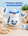 THE LITTLE LOOKERS Soft Plush Stretchable Baby Feeding Bottle Cover with Easy to Hold Strap | Cute Animated Overall Print Pack of 2, Multicolor