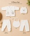 THE LITTLE LOOKERS Baby Winter 5-Piece Set | Soft Cotton Quilted Top, Cap, Bib & 2 Bottoms | Warm Clothing Set for Babies