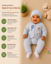 THE LITTLE LOOKERS New Born Baby Suit 5-Piece Set | Soft Polyester Quilted Top, Cap, Bib & 2 Bottoms (Open/Folded Feet)| Warm Clothing Set for Babies