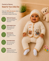 THE LITTLE LOOKERS New Born Baby Suit 5-Piece Set | Soft Polyester Quilted Top, Cap, Bib & 2 Bottoms (Open/Folded Feet)| Warm Clothing Set for Babies