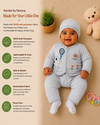 THE LITTLE LOOKERS New Born Baby Suit 5-Piece Set | Soft Polyester Quilted Top, Cap, Bib & 2 Bottoms (Open/Folded Feet)| Warm Clothing Set for Babies