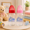 The Little Lookers Anti-Colic Glass Feeding Bottle with Silicone Sleeve | High Borosilicate Glass | BPA Free | Ultra Soft Flow Control Nipple | Leak-Proof Cap | Microwave & Dishwasher Safe | 0+ Months ( Pack of 2)