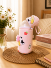 THE LITTLE LOOKERS Soft Plush Stretchable Baby Feeding Bottle Cover with Easy to Hold Strap | Cute Animated Overall Print Pack of 2 (Multicolor, Zip Closure 330ml,/11oz)
