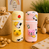 THE LITTLE LOOKERS Soft Plush Stretchable Baby Feeding Bottle Cover with Easy to Hold Strap | Cute Animated Overall Print Pack of 2 (Multicolor, Zip Closure 330ml,/11oz)