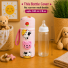THE LITTLE LOOKERS Soft Plush Stretchable Baby Feeding Bottle Cover with Easy to Hold Strap | Cute Animated Overall Print Pack of 2 (Multicolor, Zip Closure 240ml,/8oz)