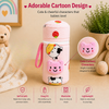 THE LITTLE LOOKERS Soft Plush Stretchable Baby Feeding Bottle Cover with Easy to Hold Strap | Cute Animated Overall Print Pack of 2 (Multicolor, Zip Closure 240ml,/8oz)