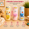 THE LITTLE LOOKERS Soft Plush Stretchable Baby Feeding Bottle Cover with Easy to Hold Strap | Cute Animated Overall Print Pack of 2 (Multicolor, Zip Closure 120ml,150ml/4oz,5oz)