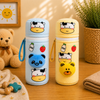 THE LITTLE LOOKERS Soft Plush Stretchable Baby Feeding Bottle Cover with Easy to Hold Strap | Cute Animated Overall Print Pack of 2 (Multicolor, Zip Closure 120ml,150ml/4oz,5oz)