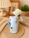THE LITTLE LOOKERS Soft Plush Stretchable Baby Feeding Bottle Cover with Easy to Hold Strap | Cute Animated Overall Print Pack of 2 (Multicolor, Zip Closure 120ml,150ml/4oz,5oz)