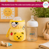 THE LITTLE LOOKERS Soft Plush Stretchable Baby Feeding Bottle Cover with Easy to Hold Strap | Cute Animated Overall Print Pack of 2, Multicolor