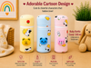 THE LITTLE LOOKERS Soft Plush Stretchable Baby Feeding Bottle Cover with Easy to Hold Strap | Cute Animated Overall Print Pack of 2 (Multicolor, Zip Closure 330ml,/11oz)