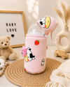 THE LITTLE LOOKERS Soft Plush Stretchable Baby Feeding Bottle Cover with Easy to Hold Strap | Cute Animated Overall Print Pack of 2 (Multicolor, Zip Closure 330ml,/11oz)