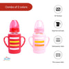The Little Lookers High Borosilicate Glass Feeding Bottle with Handle Silicon Cover for Baby/Feeder for Newborn | Super Soft Flow Control & Anti Colic Nipple for Infants/Toddlers(Pack of 2)