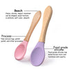THE LITTLE LOOKERS Silicone Spoon with Bamboo Handle, BPA Free Feeding Spoons for Baby/Kids/Toddlers