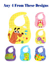 THE LITTLE LOOKERS Waterproof Washable Plastic Printed Baby Bib Apron/Double Layered PVC for Fast Drying with Hook & Loop Closure| Cute Prints for Babies/Infants