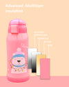 THE LITTLE LOOKERS Stainless Steel Insulated Sipper Bottle with Pop up Straw & Cover for Kids (Pink (550 ML))