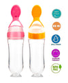 THE LITTLE LOOKERS Infant Baby Squeezy Food Grade Silicone Bottle Feeder with Soft Silicon Baby Feeding Used for Semi Solid |Spoon Feeder| Cerelac Feeder| Rice Paste Milk Food Feeder (90ml, Pink & Yellow)