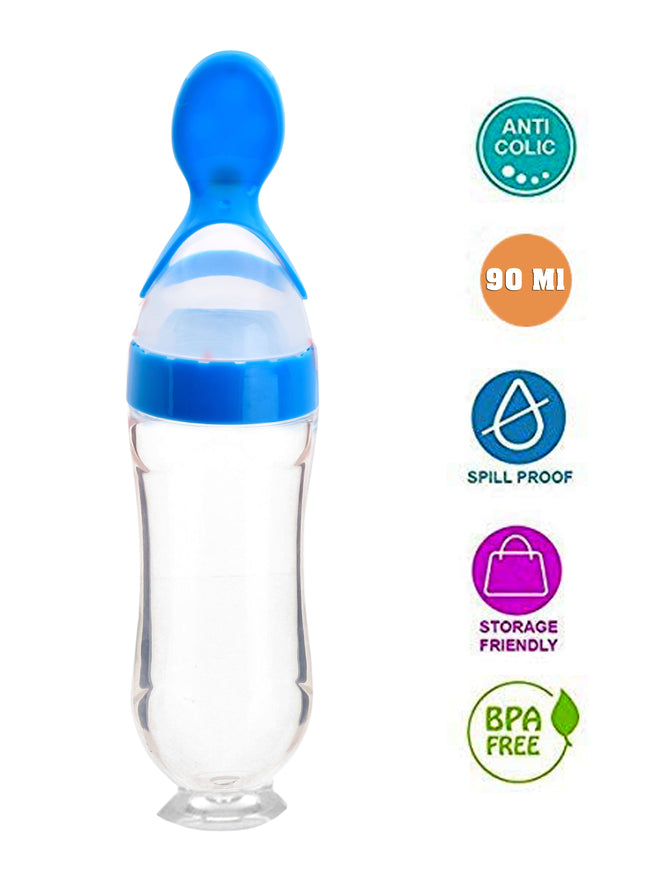 Baby Food Feeder Baby Feeders For Baby Food Blue/Pink Silicone Baby Spoon  Feeder Bottle Milk