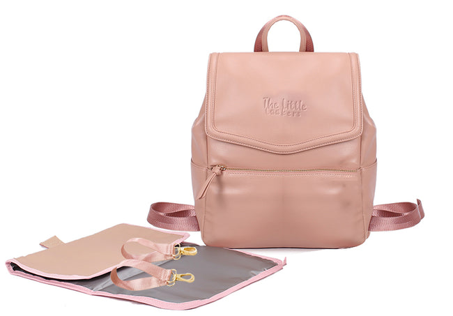 Pink leather backpack diaper bag hotsell